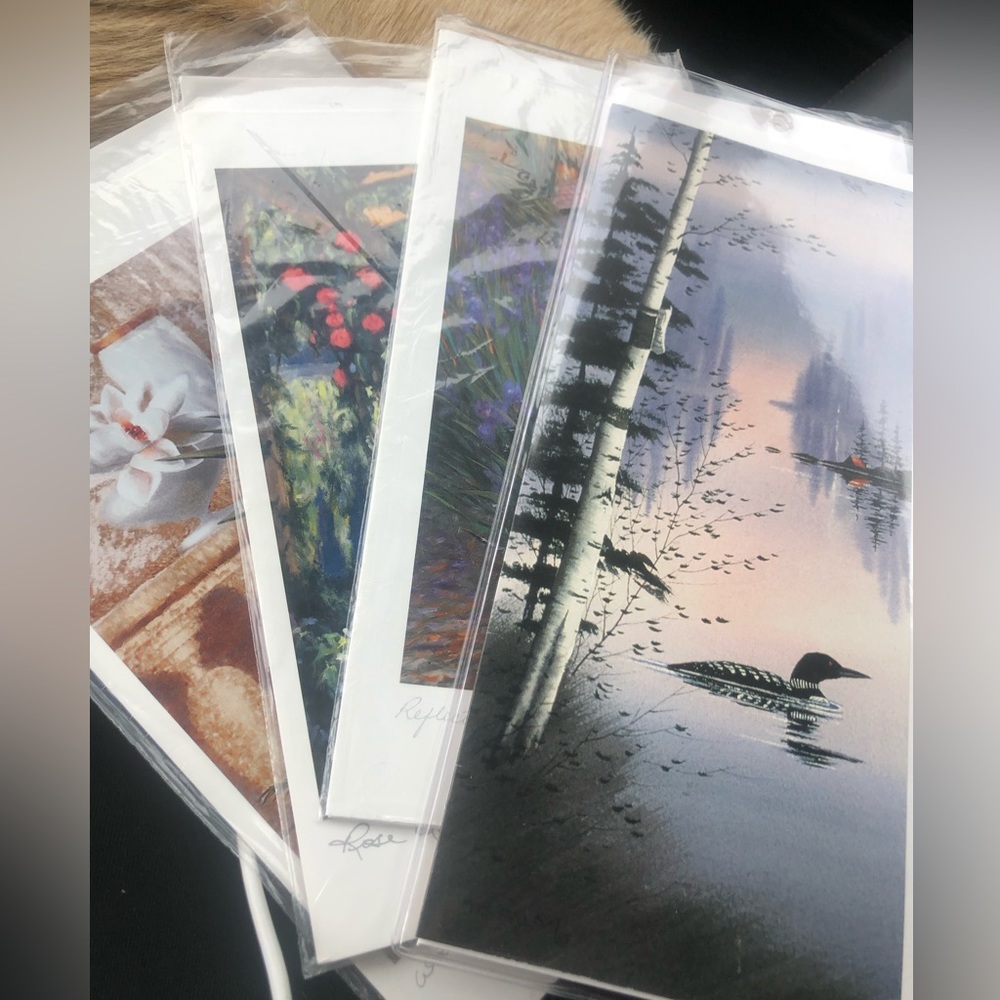 Antique water color painted contemporary cards